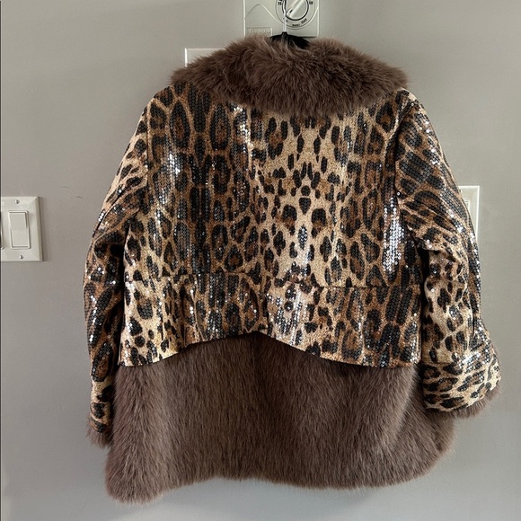 Kate Hewko Leopard Sequin Faux Fur Jacket NWT - Picture 5 of 11